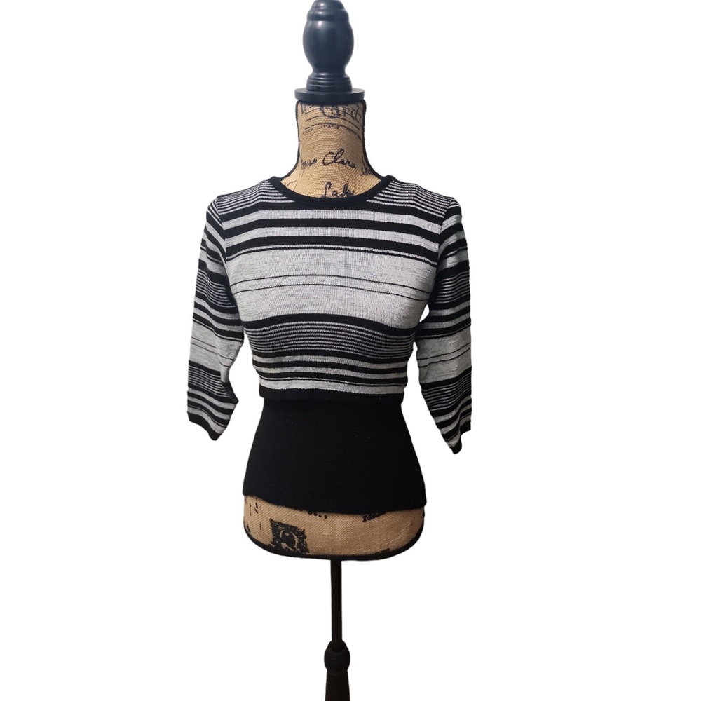 Vintage‎ G.A.S. Co. Women's Knitted Tank Top & Striped Crop Top Set Size S Black